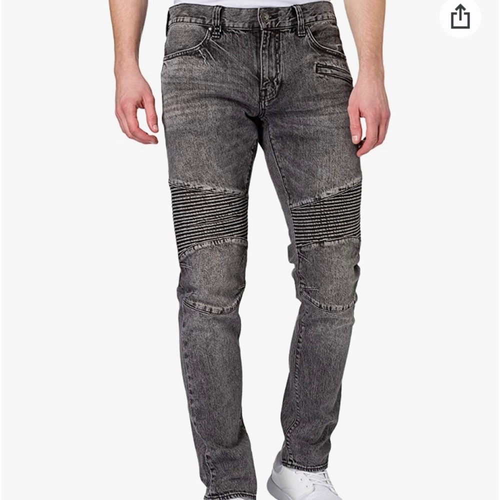 NEOBLUE Gray Sz 30 Moto Skinny Jeans